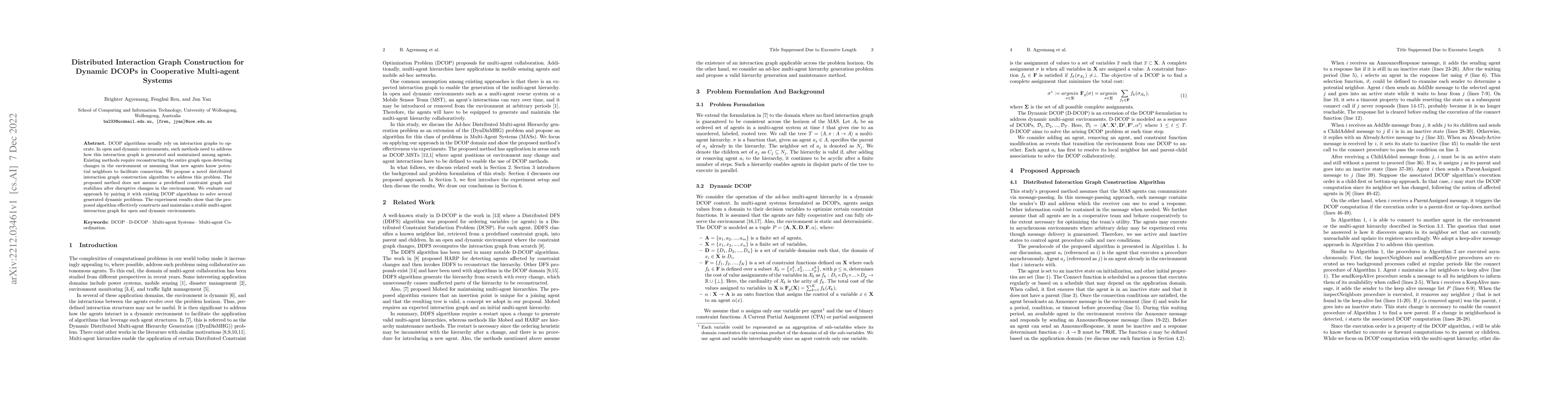 Thumbnail for Distributed Interaction Graph Construction for Dynamic DCOPs in
  Cooperative Multi-agent Systems