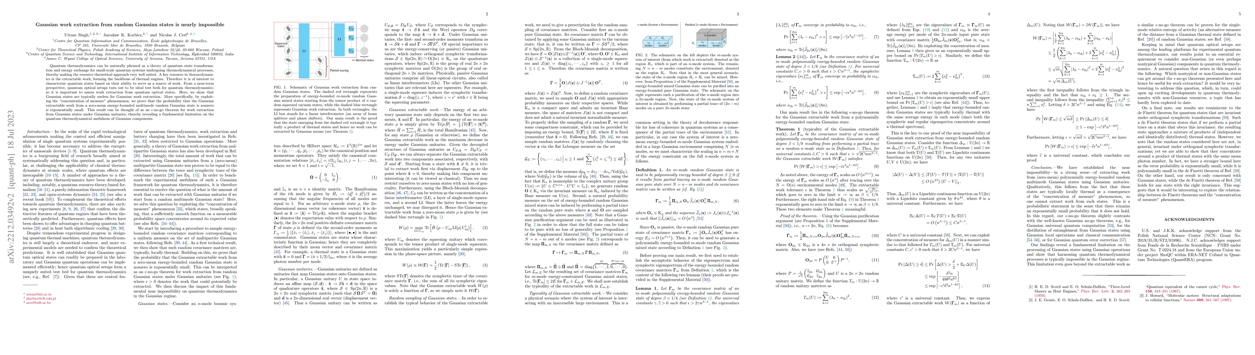 Thumbnail for Gaussian work extraction from random Gaussian states is nearly
  impossible