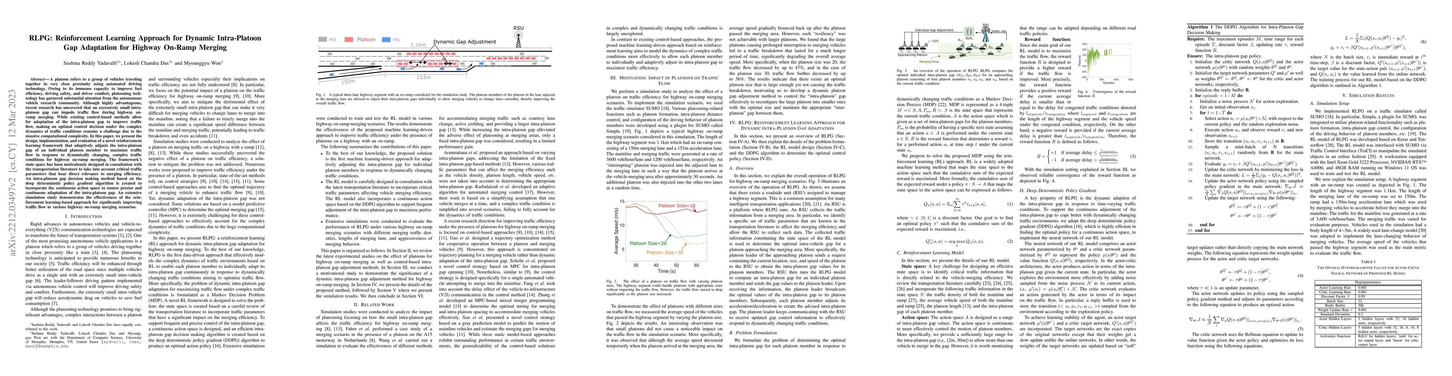 Thumbnail for RLPG: Reinforcement Learning Approach for Dynamic Intra-Platoon Gap
  Adaptation for Highway On-Ramp Merging