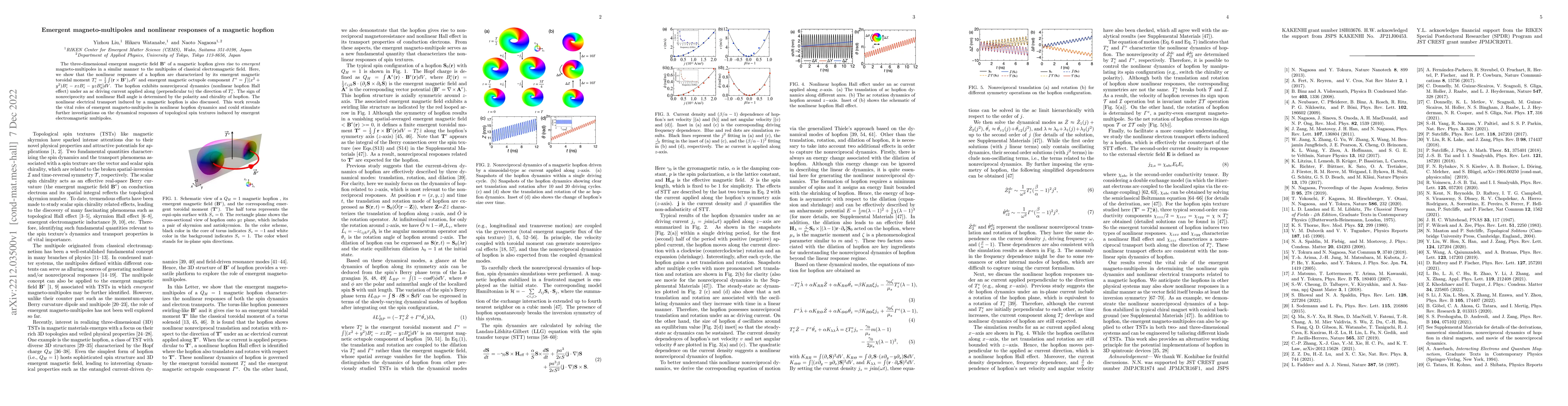 Thumbnail for Emergent Magneto-multipoles and Nonlinear Responses of a Magnetic
  Hopfion