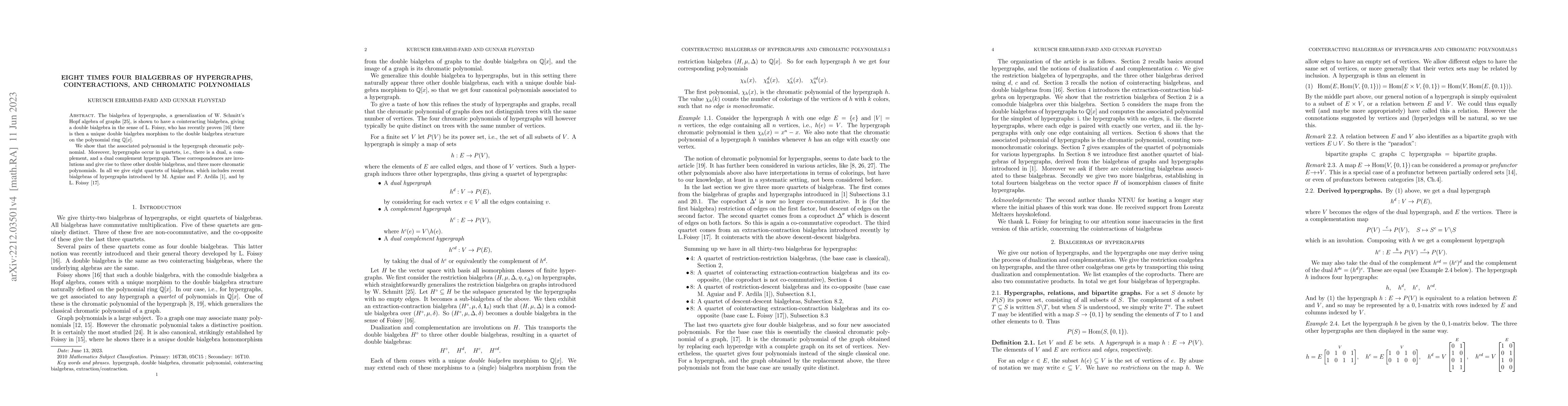 Thumbnail for Eight times four bialgebras of hypergraphs, cointeractions, and
  chromatic polynomials