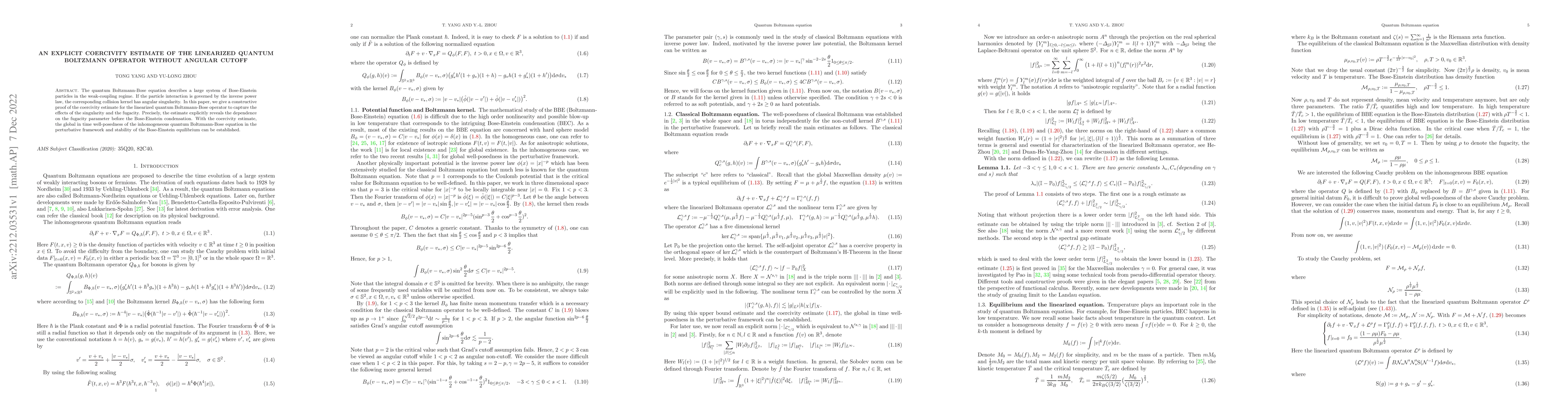 Thumbnail for An explicit coercivity estimate of the linearized quantum Boltzmann
  operator without angular cutoff