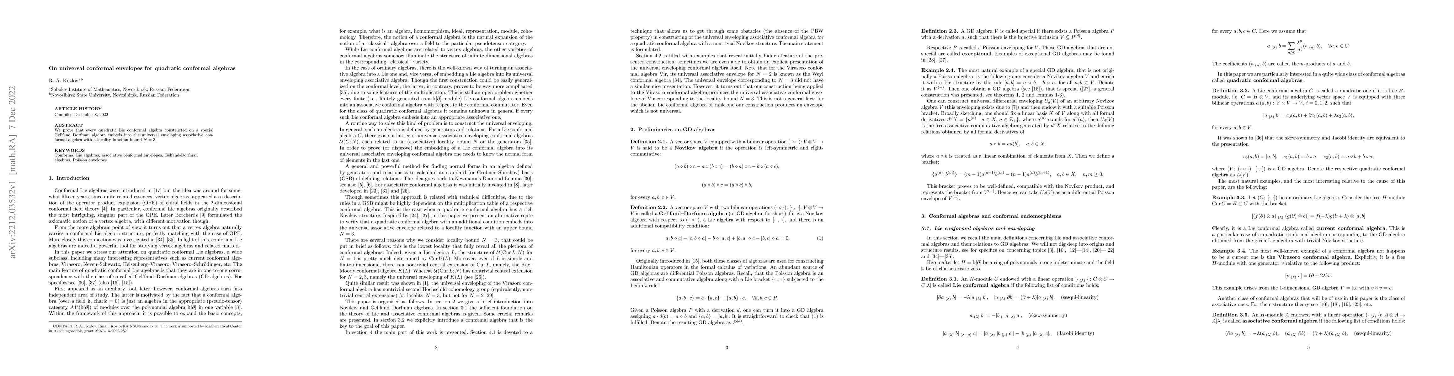 Thumbnail for On universal conformal envelopes for quadratic conformal algebras