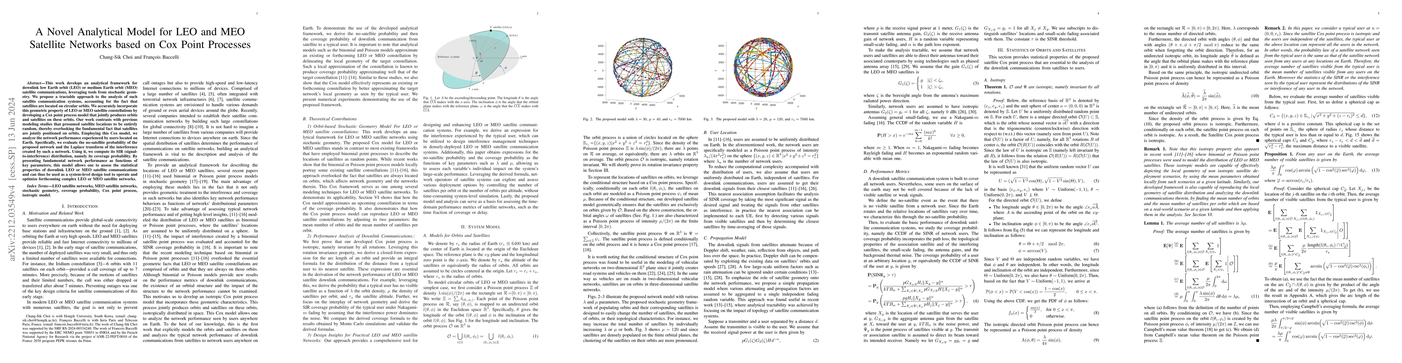Thumbnail for A Novel Analytical Model for LEO and MEO Satellite Networks based on Cox
  Point Processes