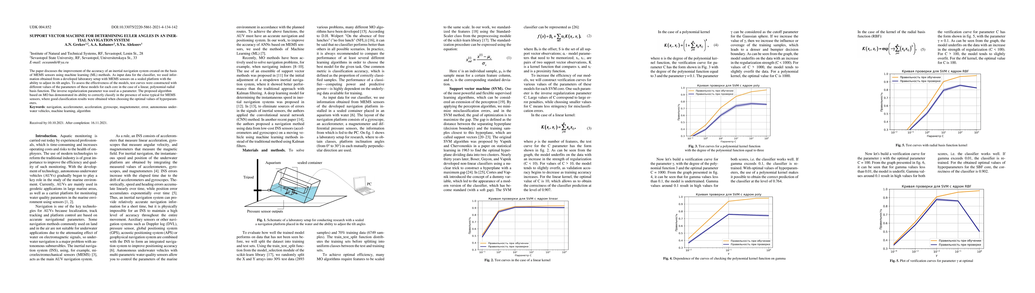 Thumbnail for Support Vector Machine for Determining Euler Angles in an Inertial
  Navigation System