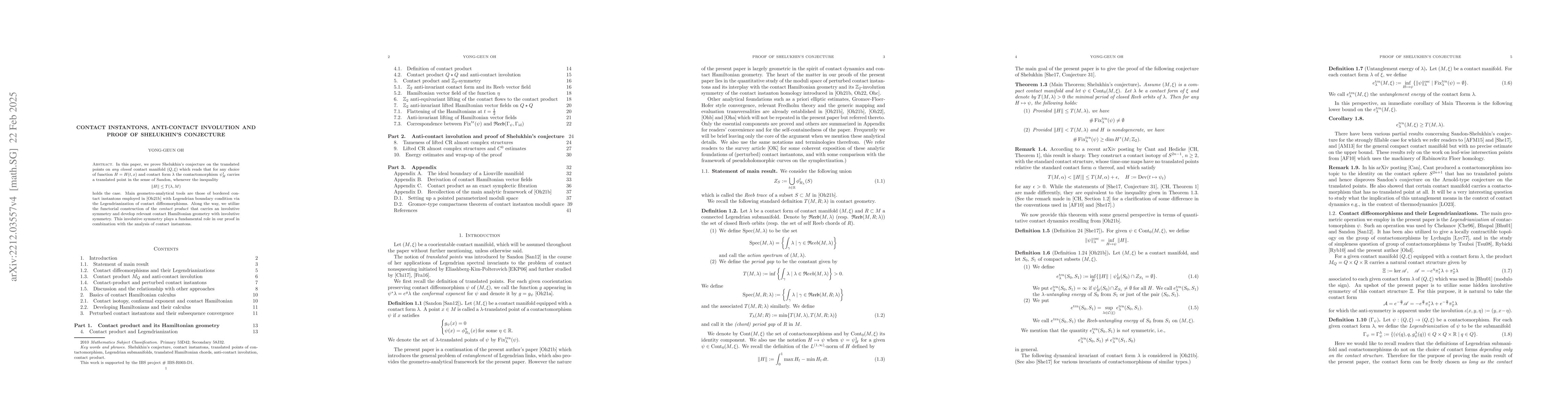 Thumbnail for Contact instantons, anti-contact involution and proof of Shelukhin's
  conjecture