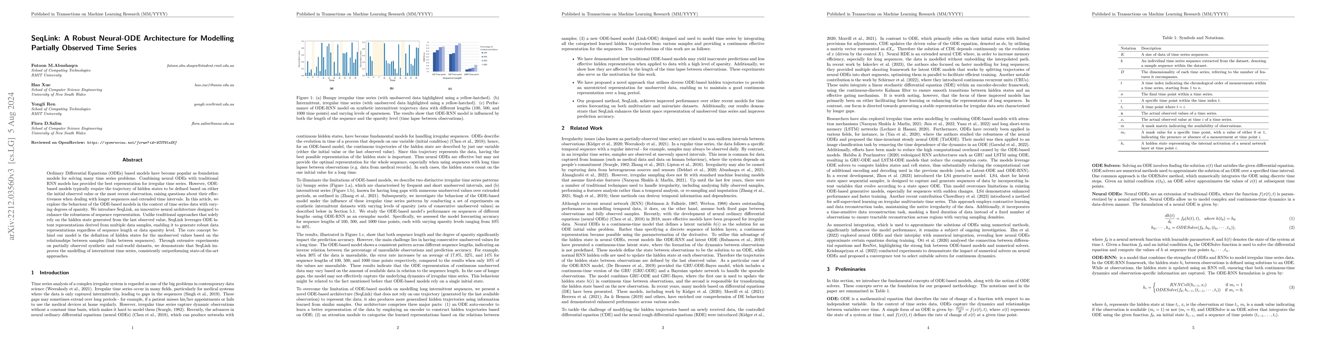Thumbnail for SeqLink: A Robust Neural-ODE Architecture for Modelling Partially
  Observed Time Series