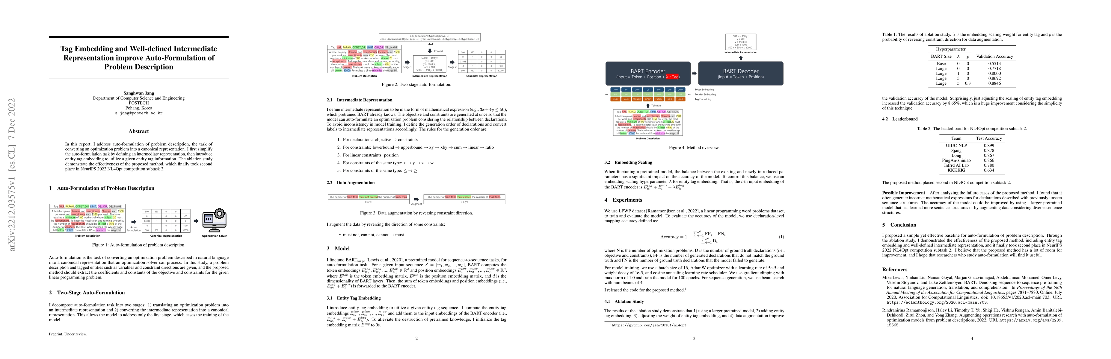 Thumbnail for Tag Embedding and Well-defined Intermediate Representation improve
  Auto-Formulation of Problem Description