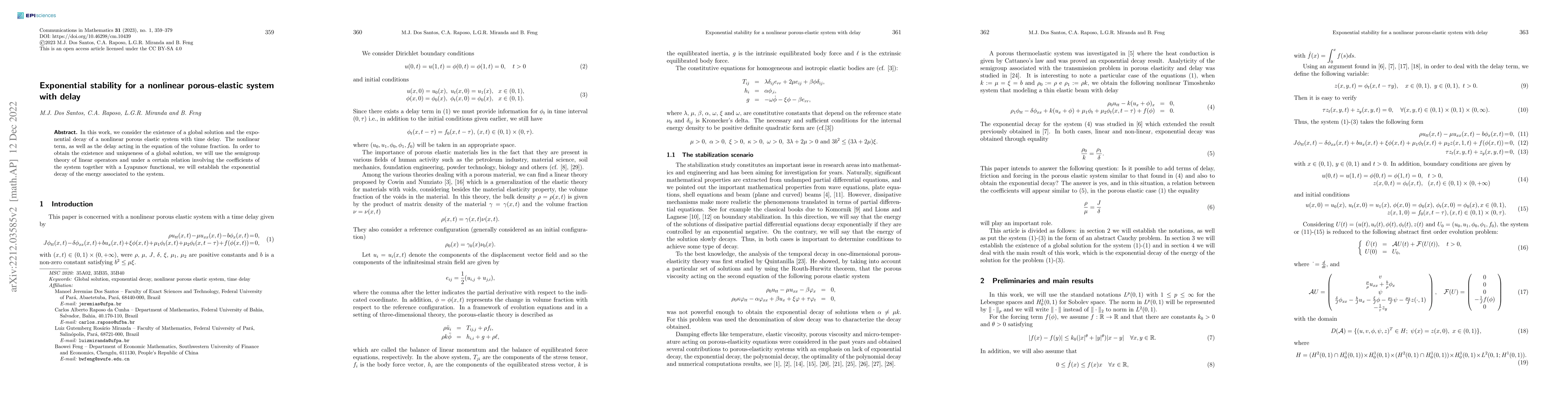 Thumbnail for Exponential stability for a nonlinear porous-elastic system with delay