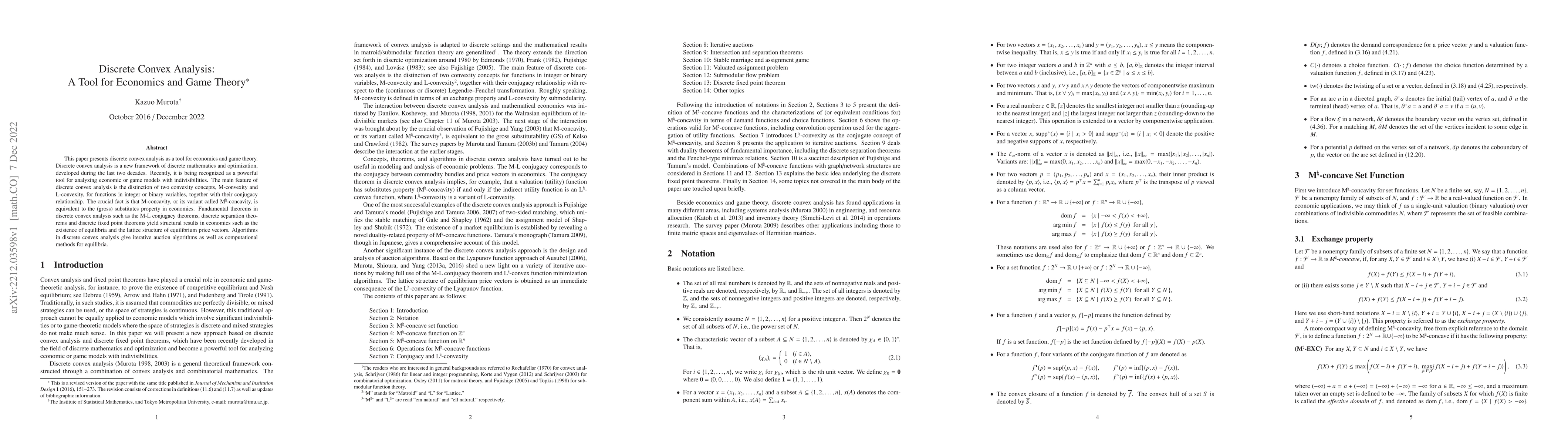 Thumbnail for Discrete Convex Analysis: A Tool for Economics and Game Theory