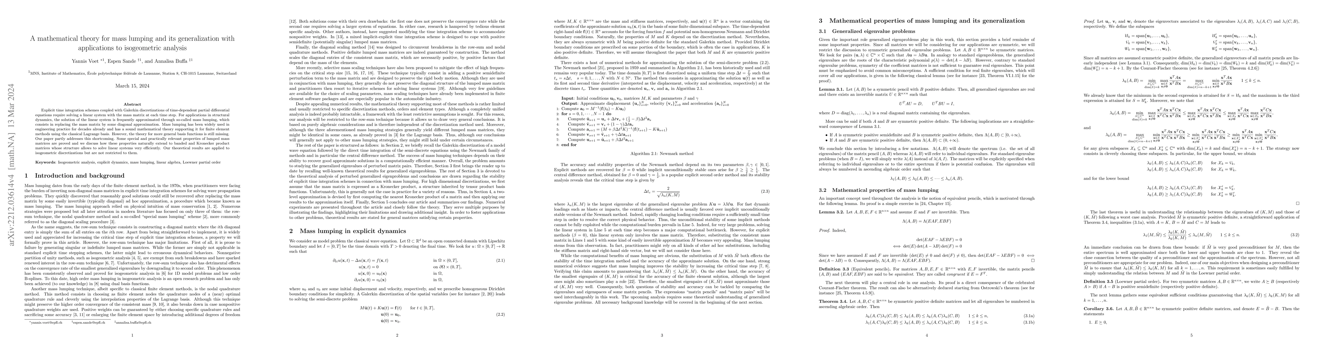 Thumbnail for A mathematical theory for mass lumping and its generalization with
  applications to isogeometric analysis