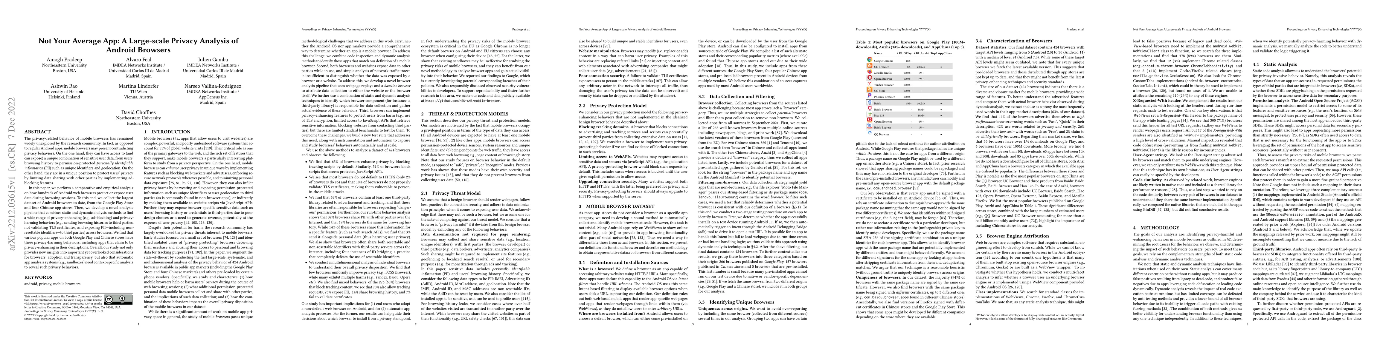 Thumbnail for Not Your Average App: A Large-scale Privacy Analysis of Android Browsers