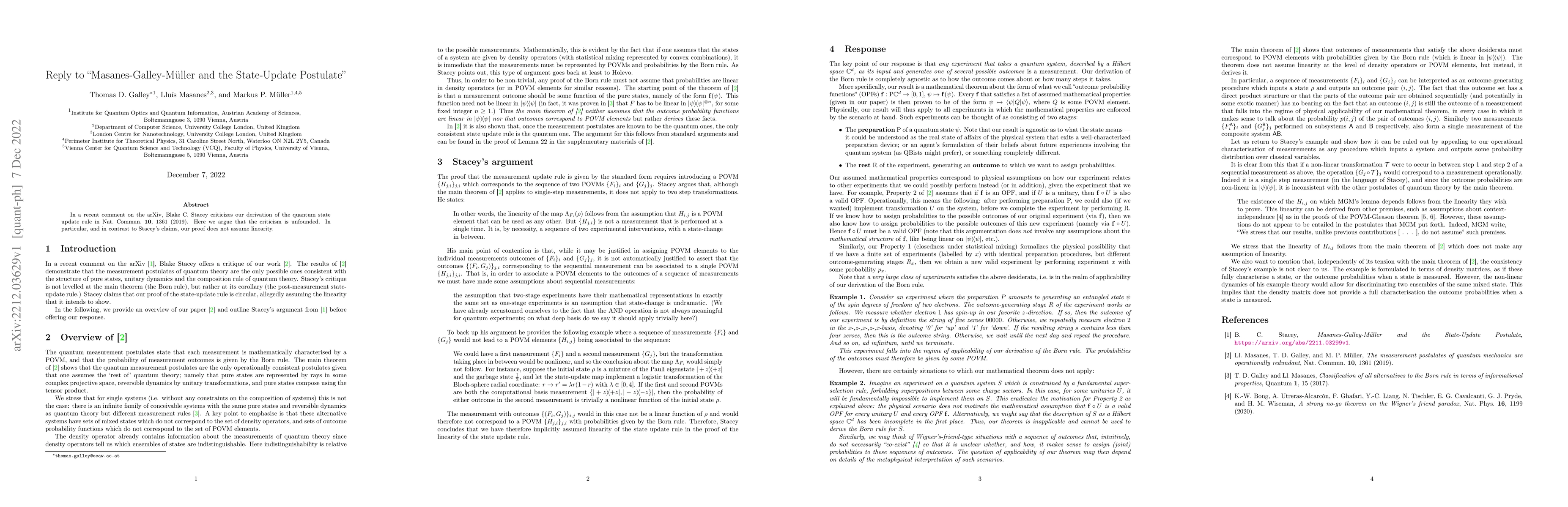 Thumbnail for Reply to "Masanes-Galley-M\"uller and the State-Update Postulate"
