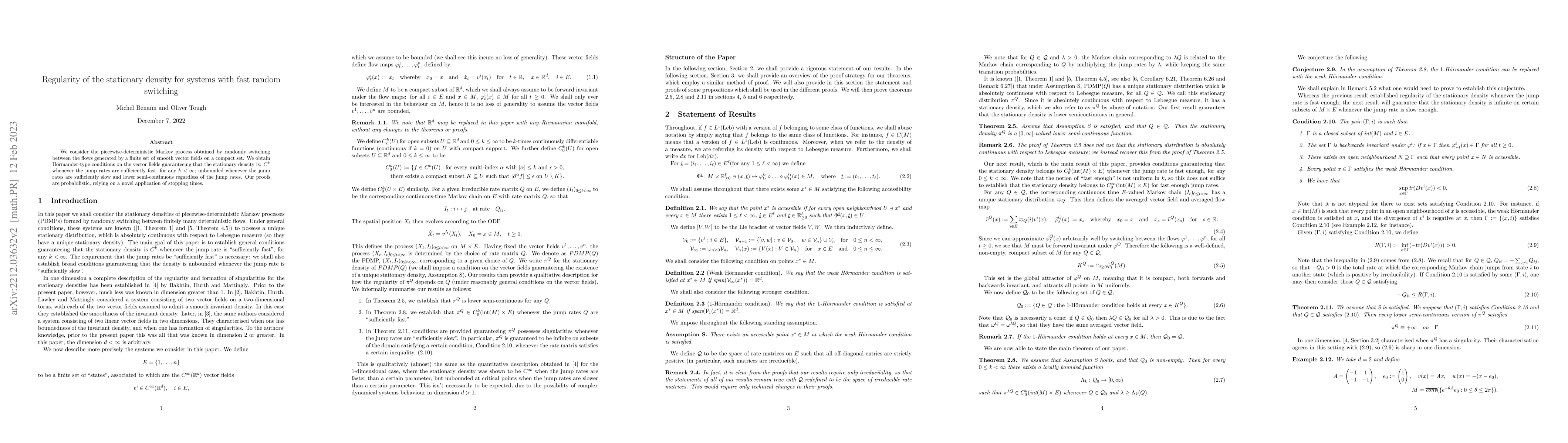 Thumbnail for Regularity of the stationary density for systems with fast random
  switching