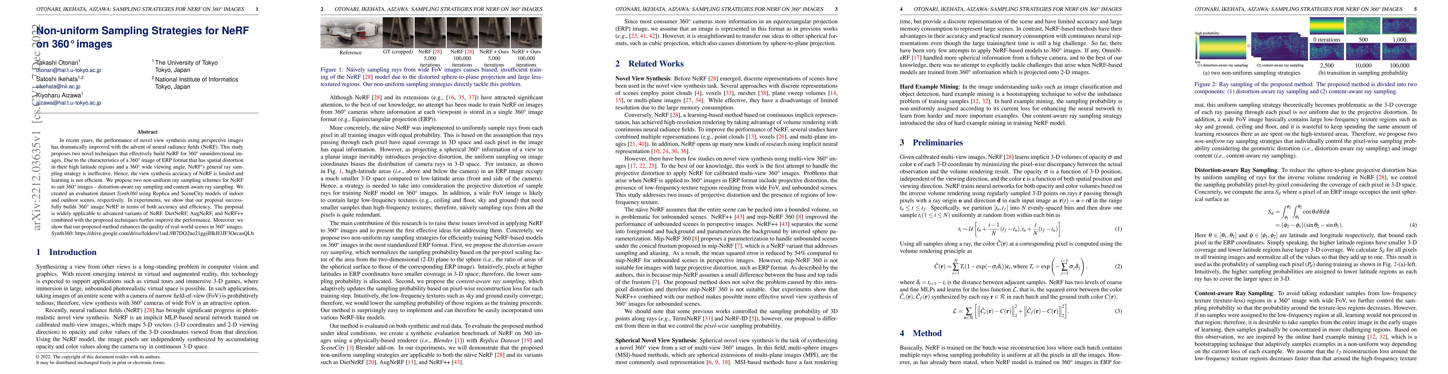 Thumbnail for Non-uniform Sampling Strategies for NeRF on 360{\textdegree} images
