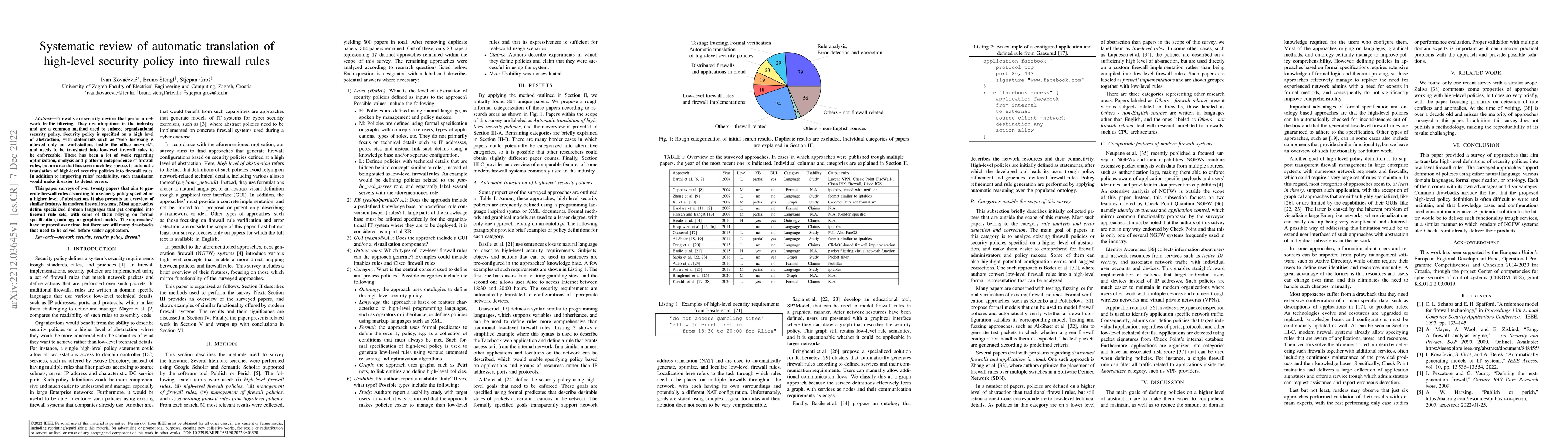 Thumbnail for Systematic review of automatic translation of high-level security policy
  into firewall rules