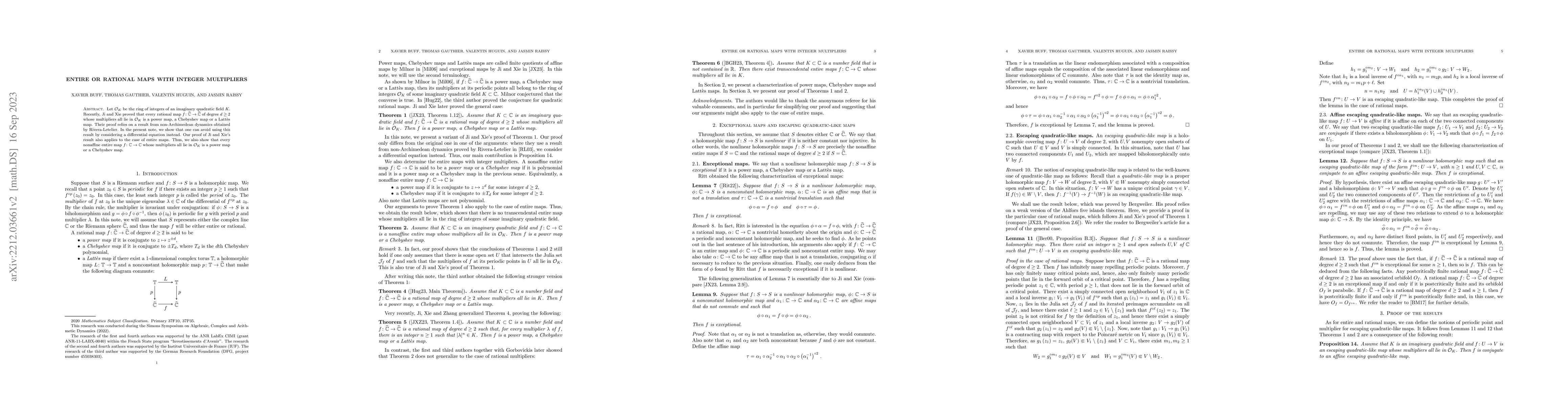 Thumbnail for Entire or rational maps with integer multipliers
