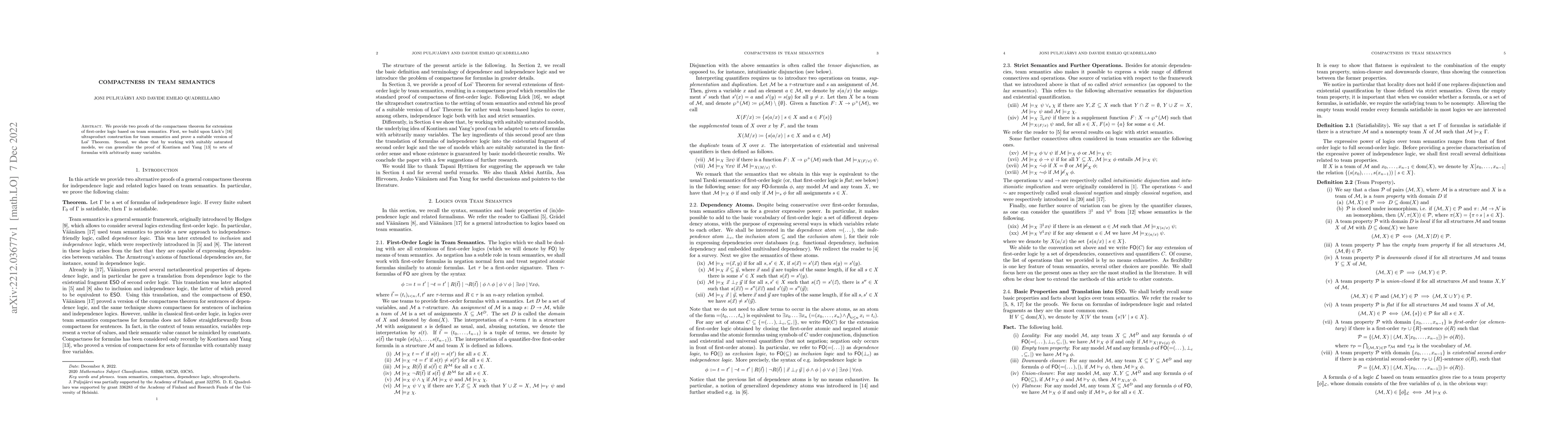 Thumbnail for Compactness in Team Semantics