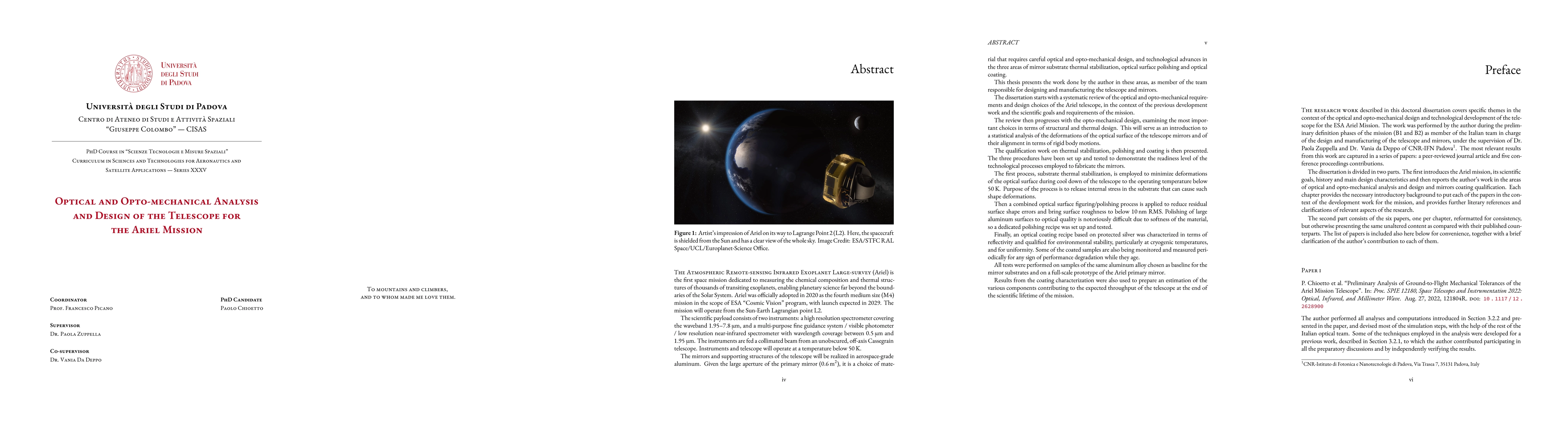 Thumbnail for Optical and Opto-mechanical Analysis and Design of the Telescope for the
  Ariel Mission