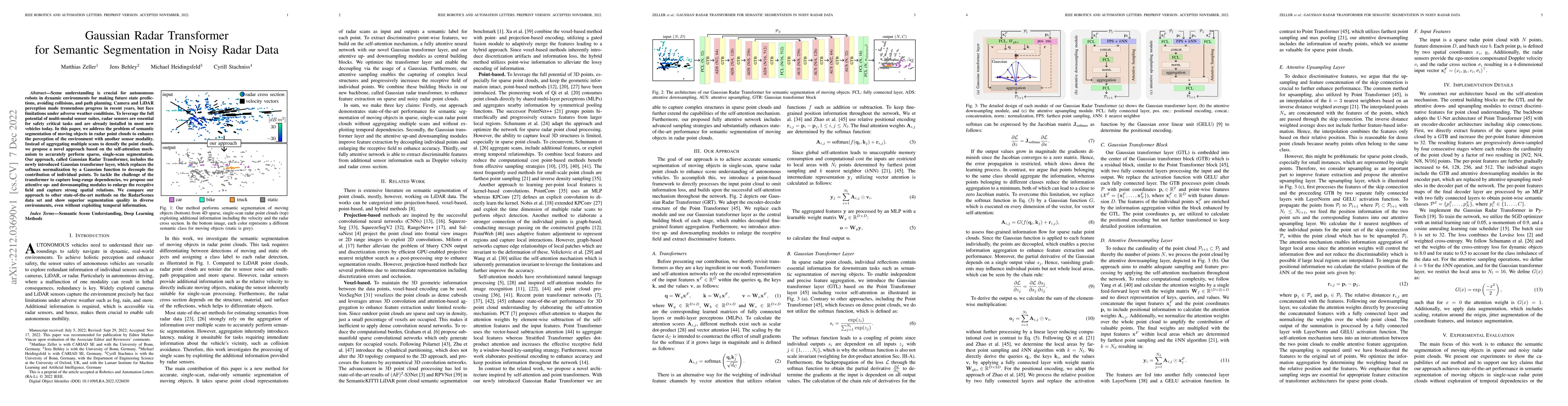 Thumbnail for Gaussian Radar Transformer for Semantic Segmentation in Noisy Radar Data
