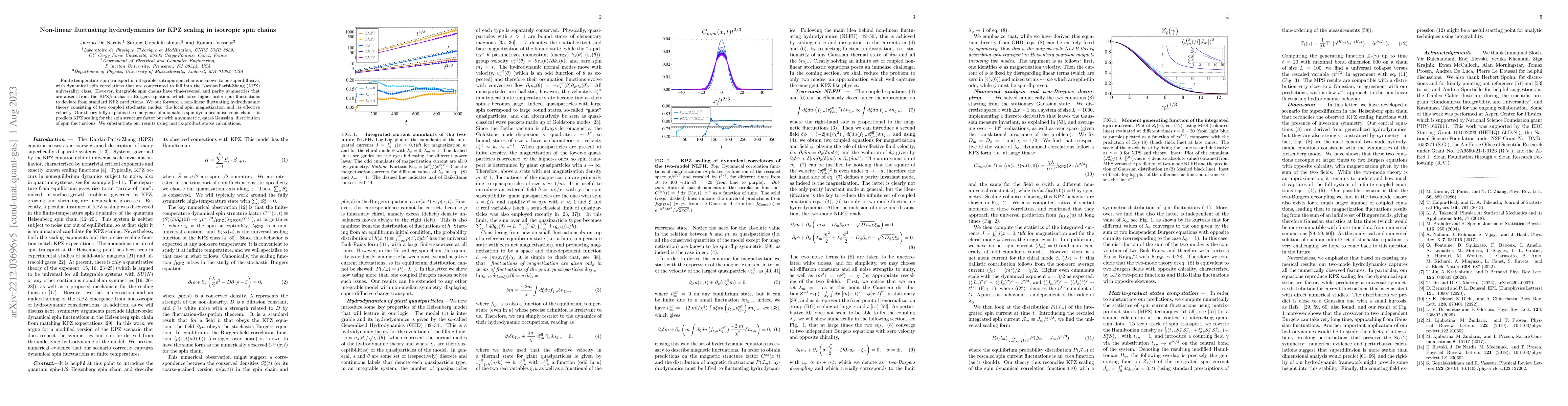 Thumbnail for Non-linear fluctuating hydrodynamics for KPZ scaling in isotropic spin
  chains