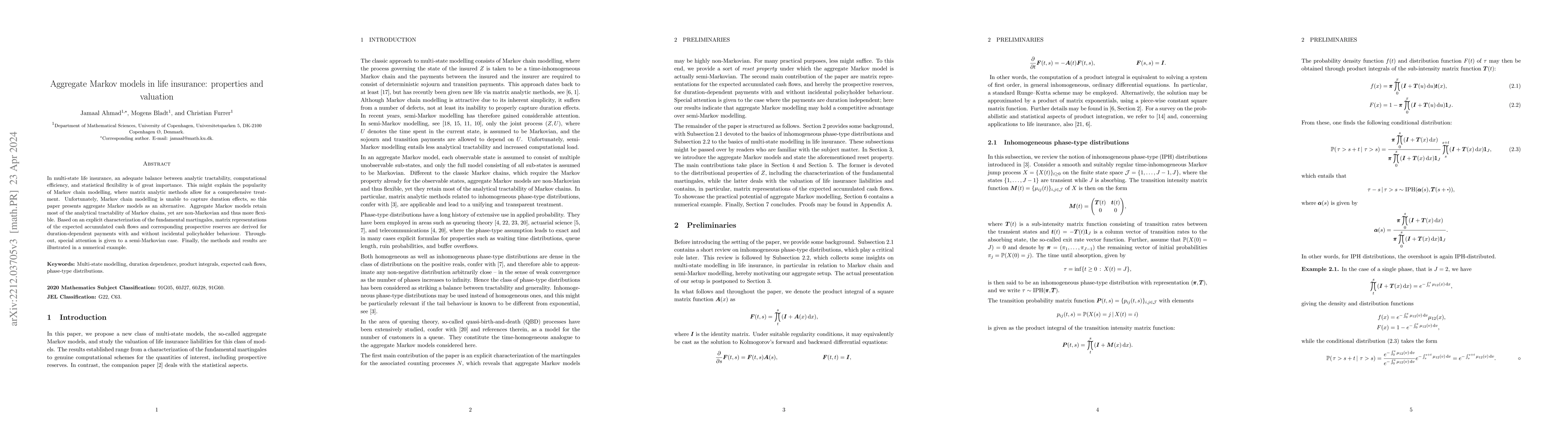 Thumbnail for Aggregate Markov models in life insurance: properties and valuation