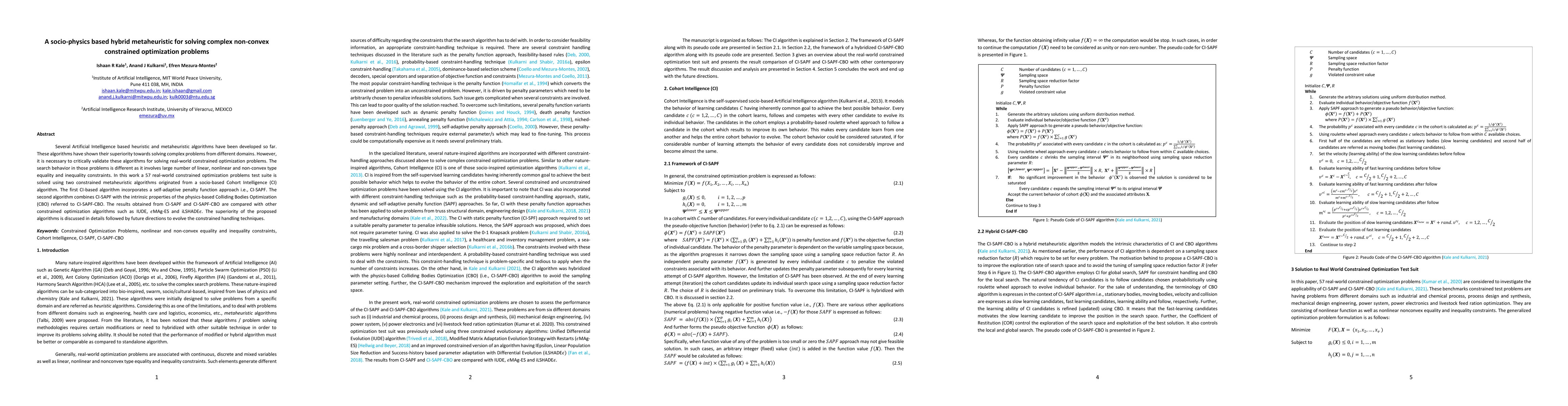 Thumbnail for A socio-physics based hybrid metaheuristic for solving complex
  non-convex constrained optimization problems
