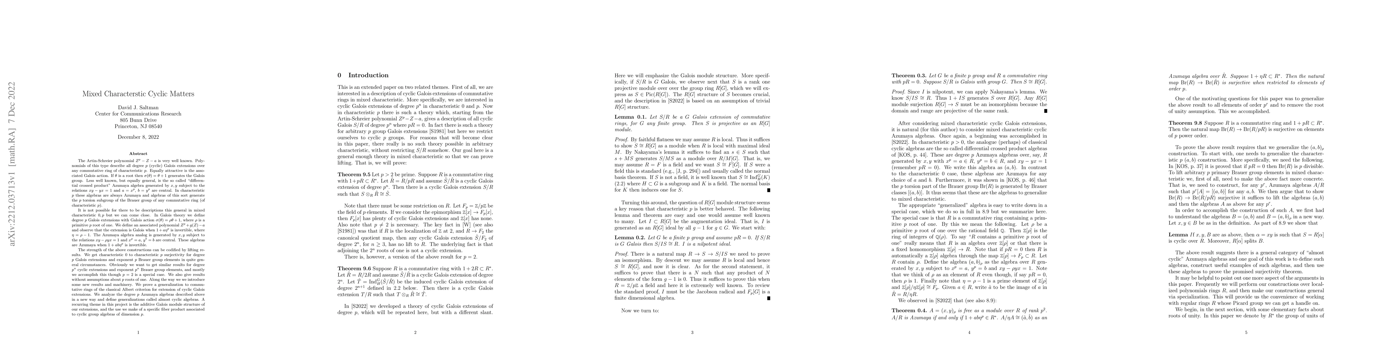 Thumbnail for Mixed Characteristic Cyclic Matters