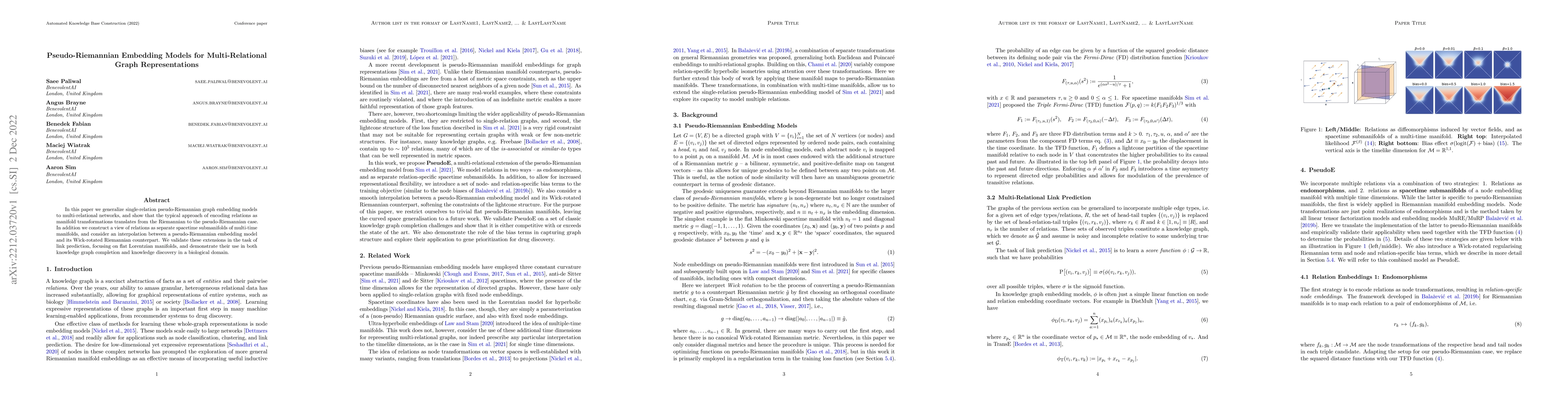 Thumbnail for Pseudo-Riemannian Embedding Models for Multi-Relational Graph
  Representations