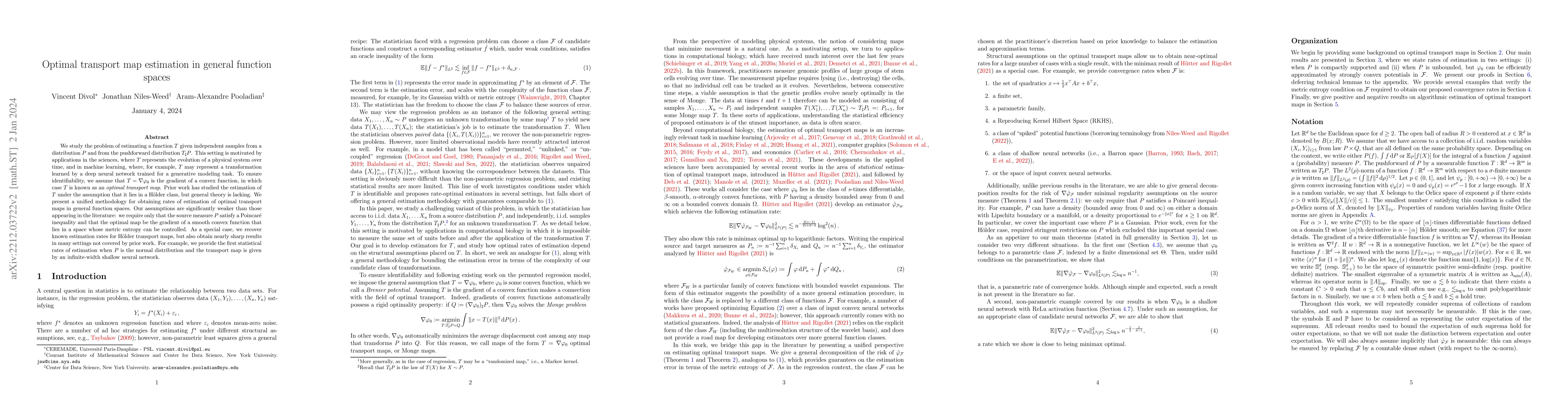 Thumbnail for Optimal transport map estimation in general function spaces