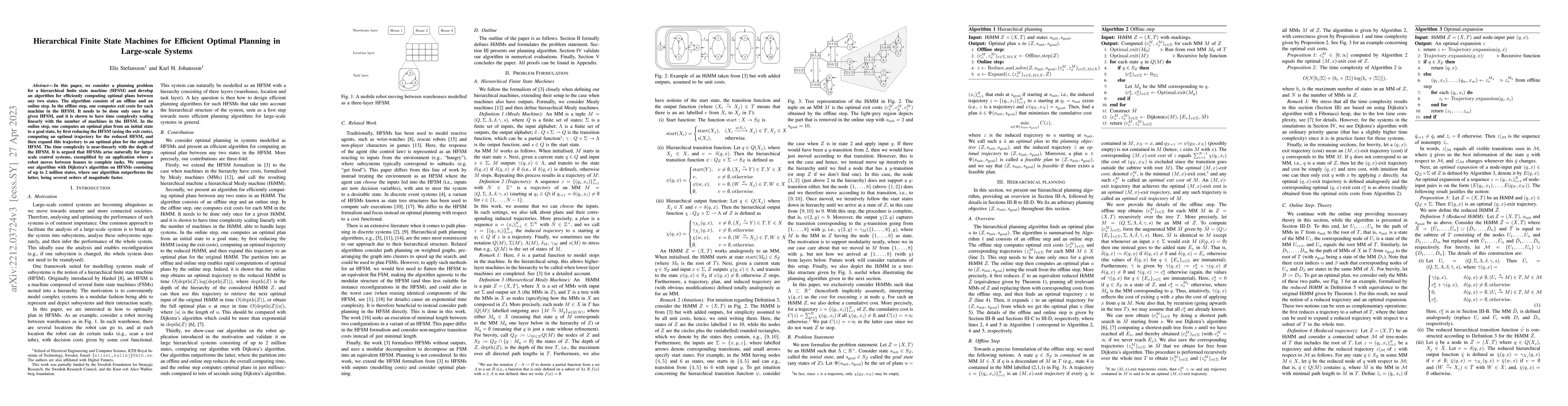 Thumbnail for Hierarchical Finite State Machines for Efficient Optimal Planning in
  Large-scale Systems