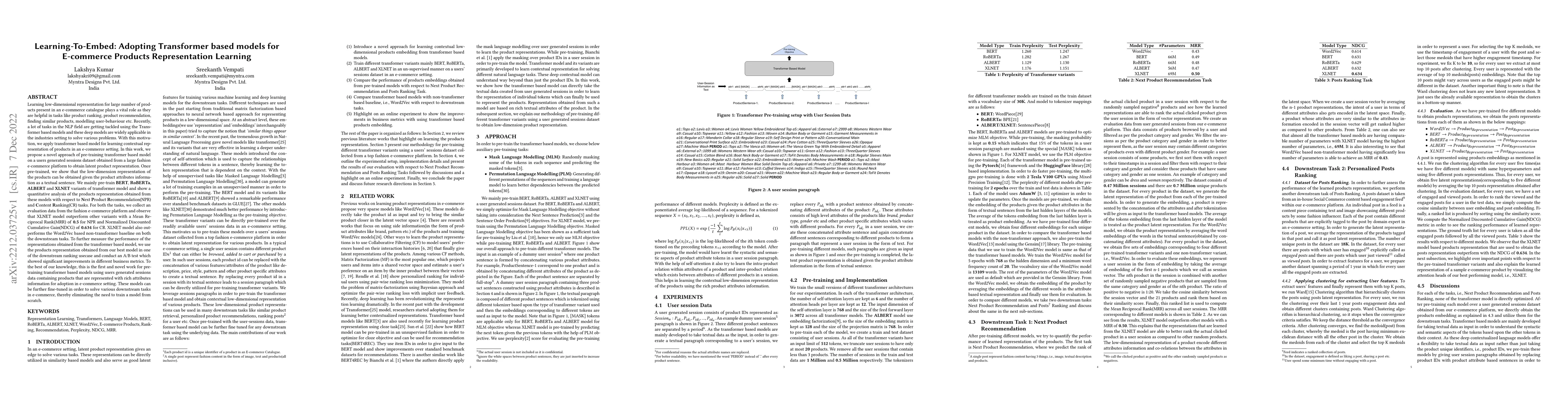 Thumbnail for Learning-To-Embed: Adopting Transformer based models for E-commerce
  Products Representation Learning