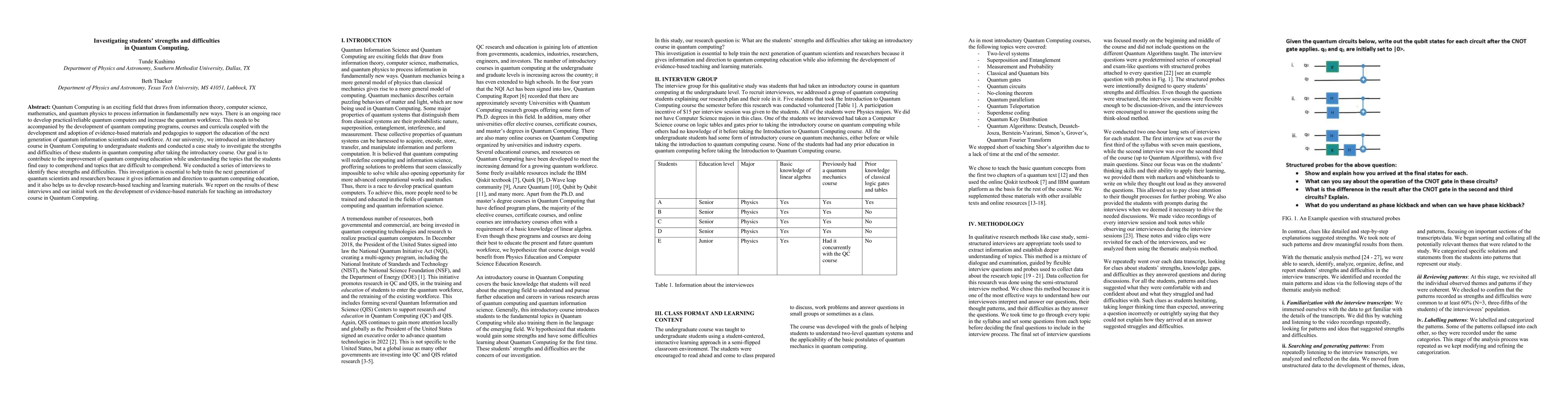 Thumbnail for Investigating students' strengths and difficulties in quantum computing
