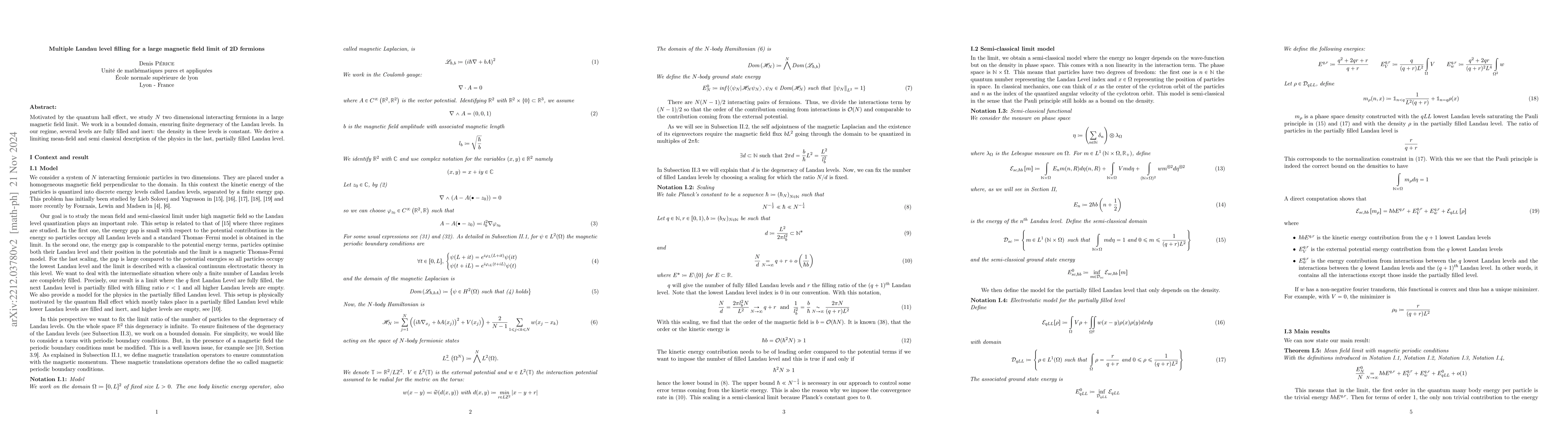 Thumbnail for Multiple Landau level filling for a mean field limit of 2D fermions