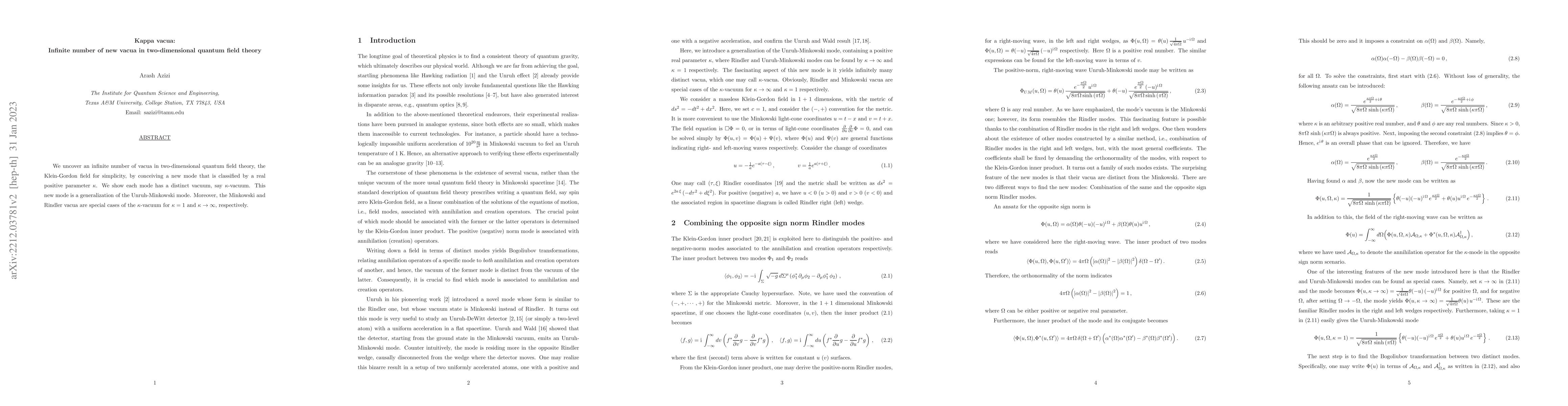 Thumbnail for Kappa vacua: Infinite number of new vacua in two-dimensional quantum
  field theory