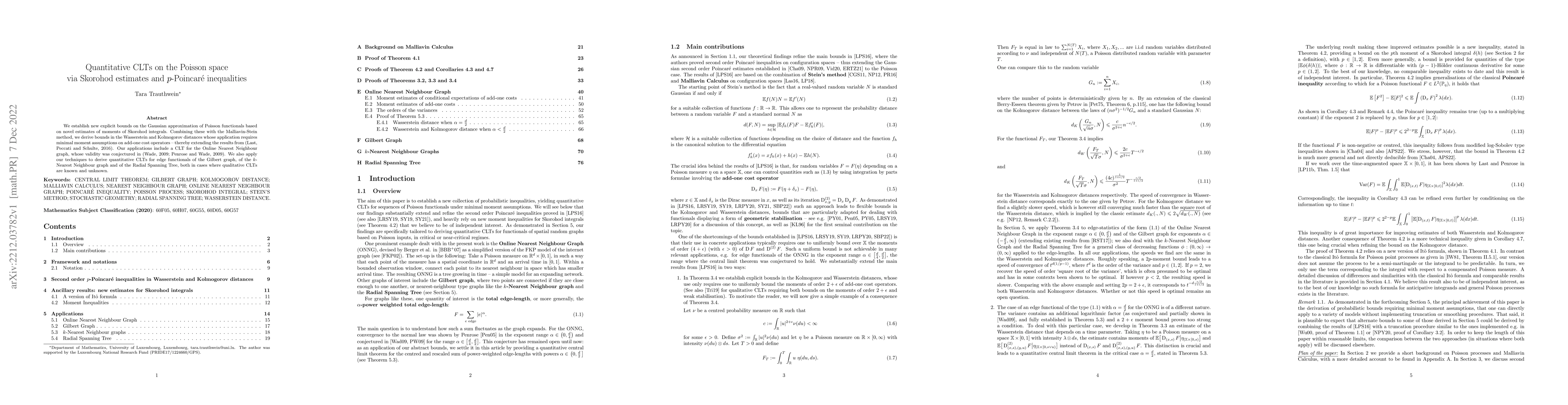 Thumbnail for Quantitative CLTs on the Poisson space via Skorohod estimates and
  $p$-Poincar\'e inequalities