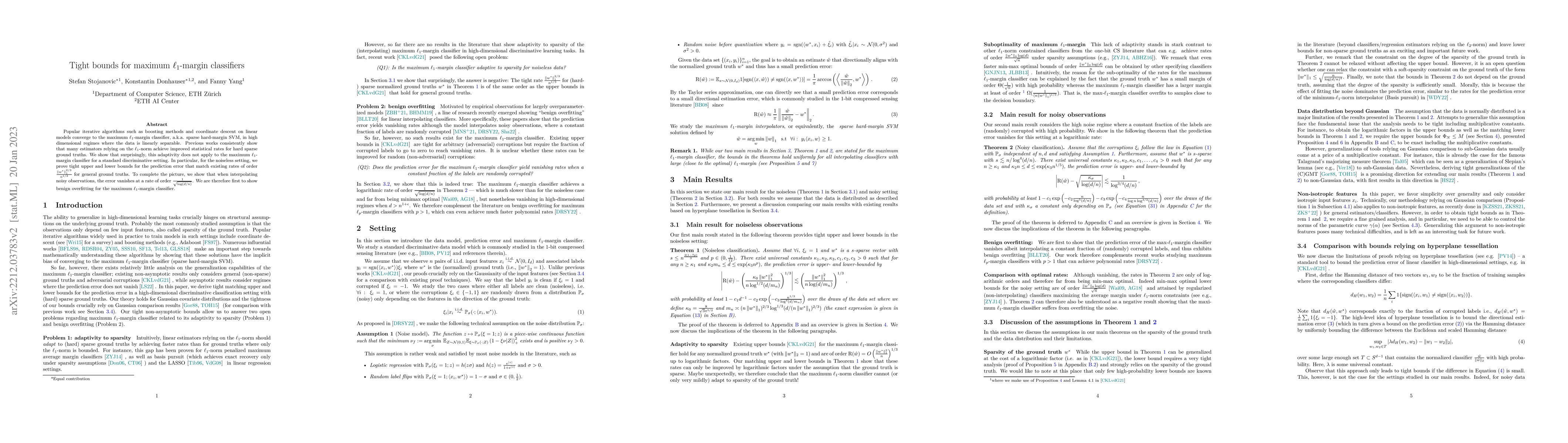 Thumbnail for Tight bounds for maximum $\ell_1$-margin classifiers