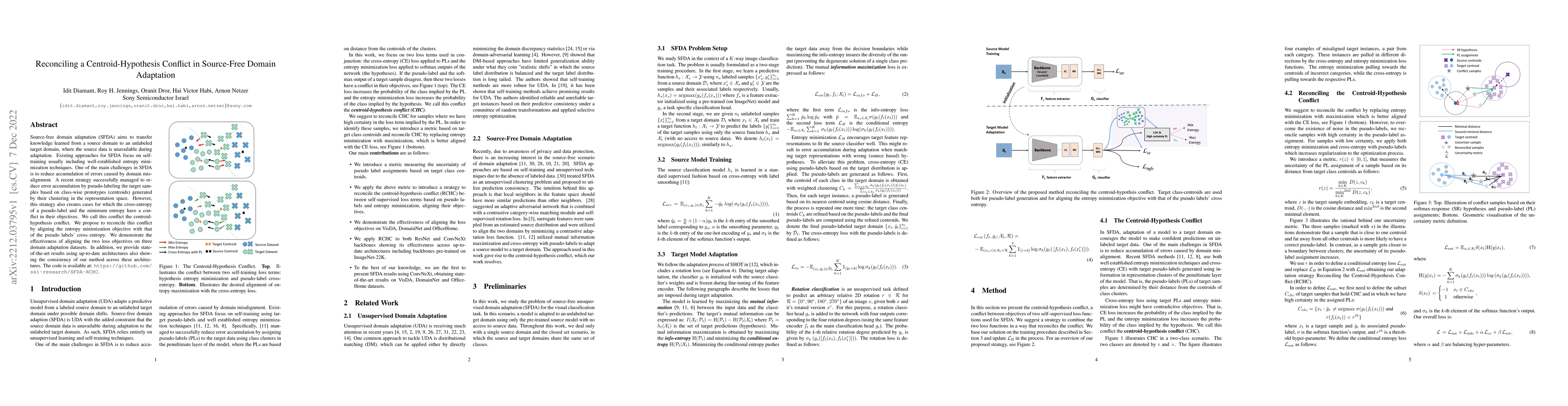 Thumbnail for Reconciling a Centroid-Hypothesis Conflict in Source-Free Domain
  Adaptation