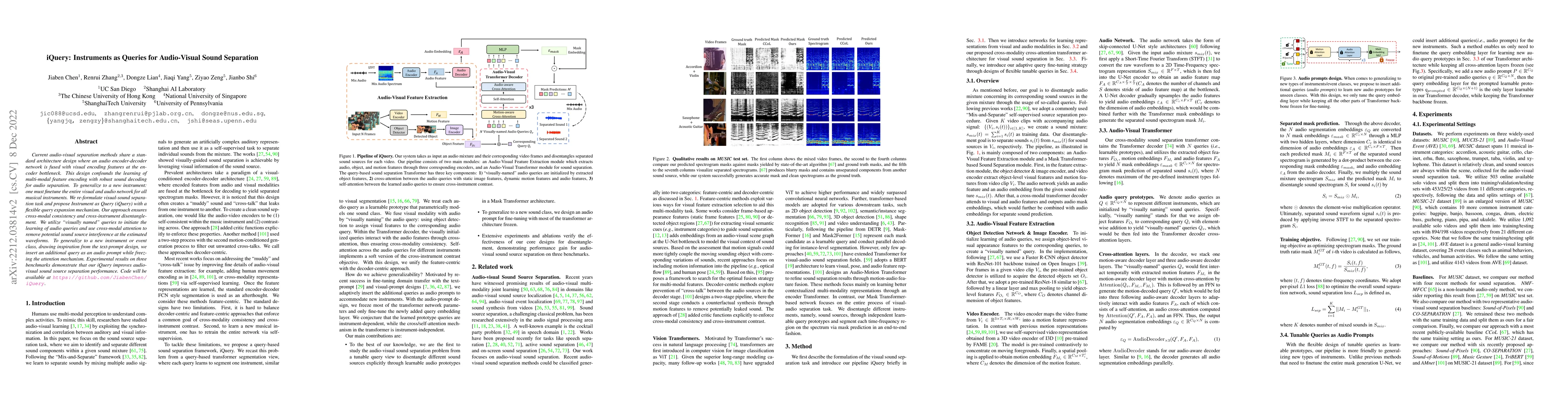 Thumbnail for iQuery: Instruments as Queries for Audio-Visual Sound Separation