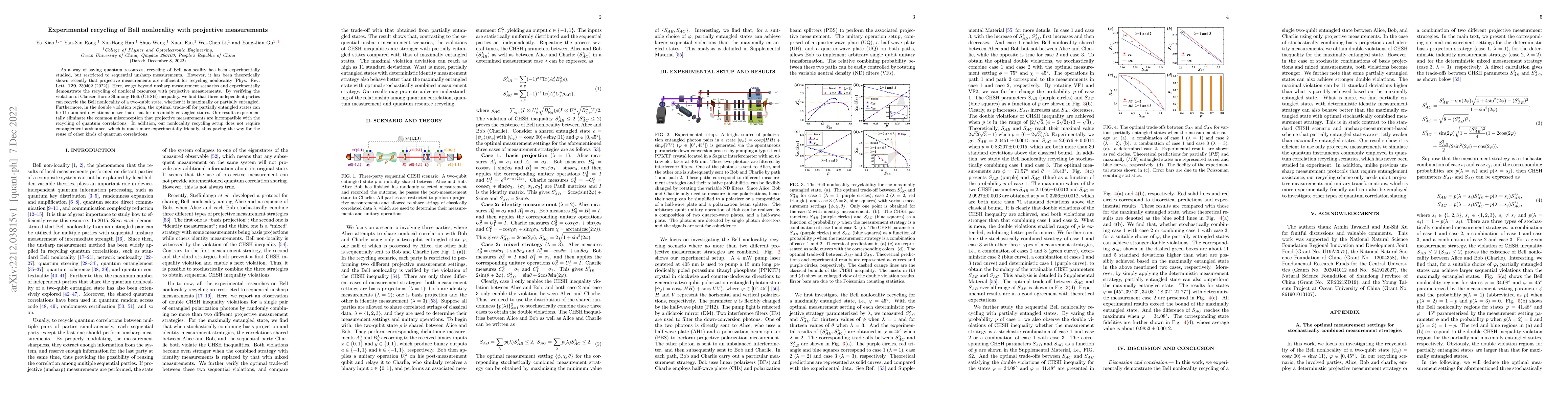 Thumbnail for Experimental recycling of Bell nonlocality with projective measurements