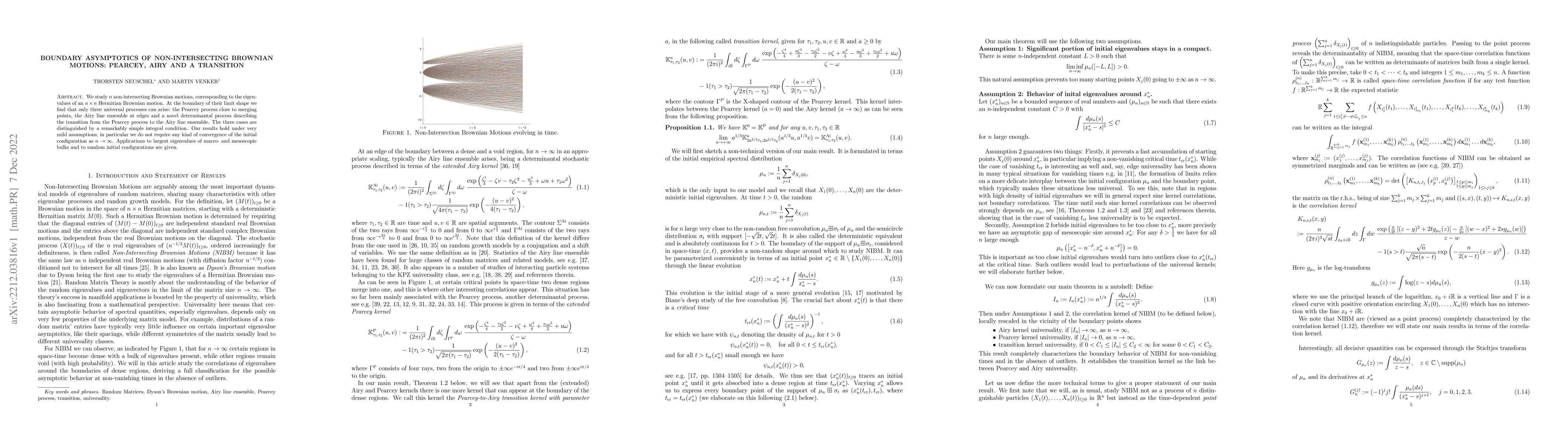 Thumbnail for Boundary Asymptotics of Non-Intersecting Brownian Motions: Pearcey, Airy
  and a Transition