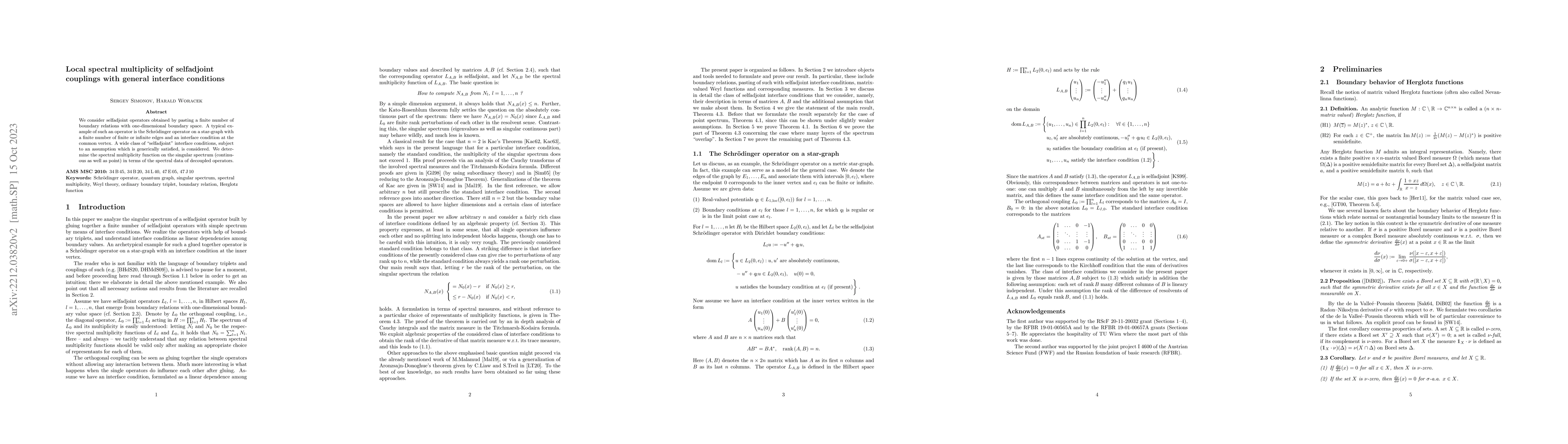 Thumbnail for Spectral multiplicity of selfadjoint Schroedinger operators on
  star-graphs with general interface conditions
