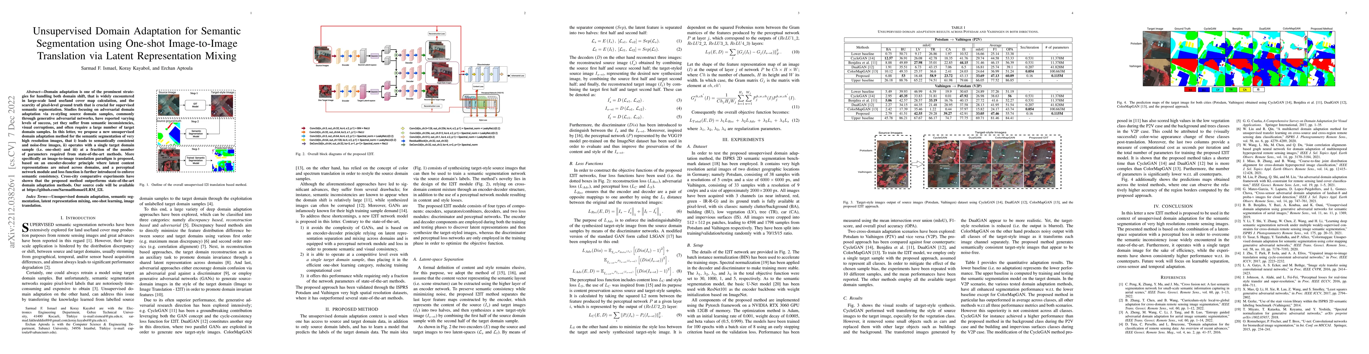 Thumbnail for Unsupervised Domain Adaptation for Semantic Segmentation using One-shot
  Image-to-Image Translation via Latent Representation Mixing