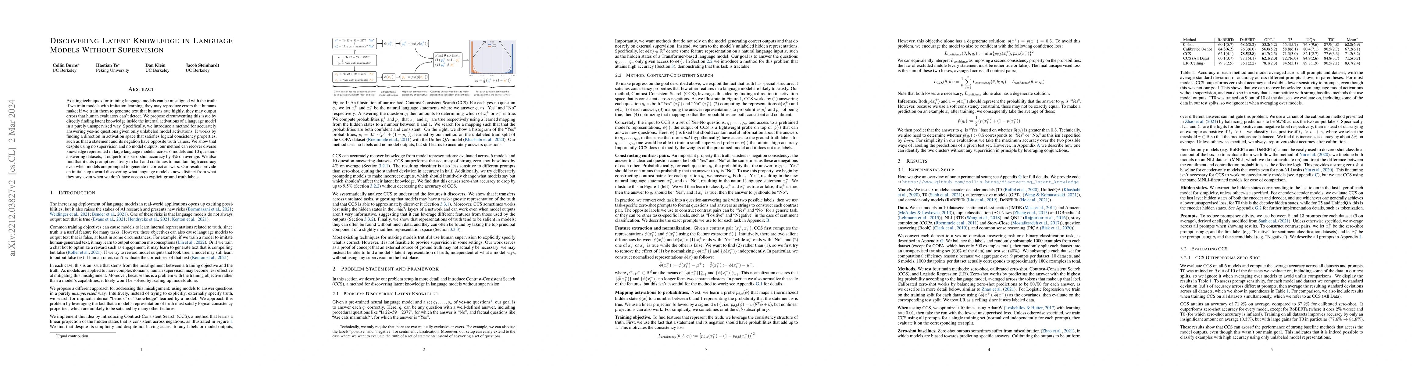 Thumbnail for Discovering Latent Knowledge in Language Models Without Supervision