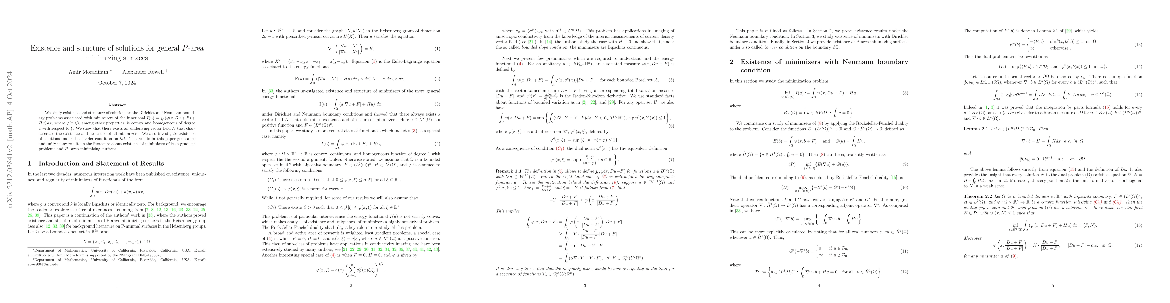 Thumbnail for Existence and structure of solutions for general $P$-area minimizing
  surface