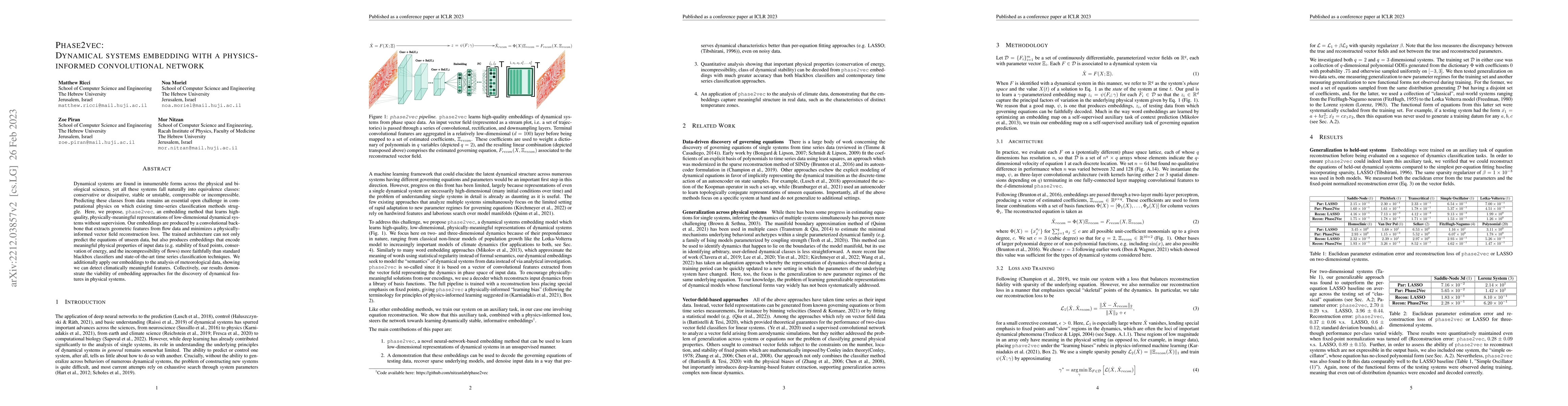 Thumbnail for Phase2vec: Dynamical systems embedding with a physics-informed
  convolutional network
