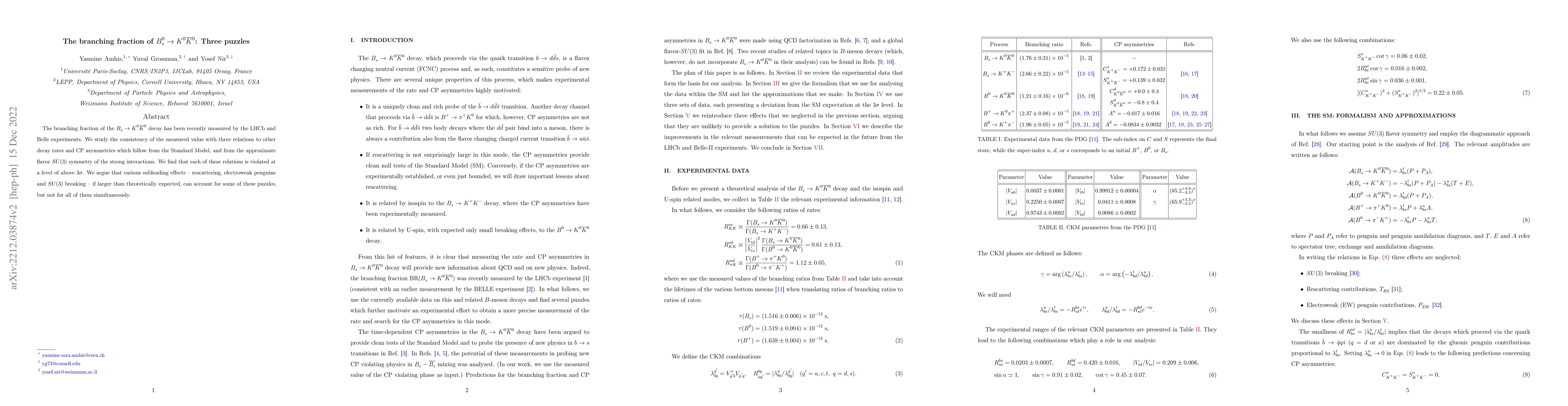 Thumbnail for The branching fraction of $B_s\to K^0\bar K^0$: Three puzzles