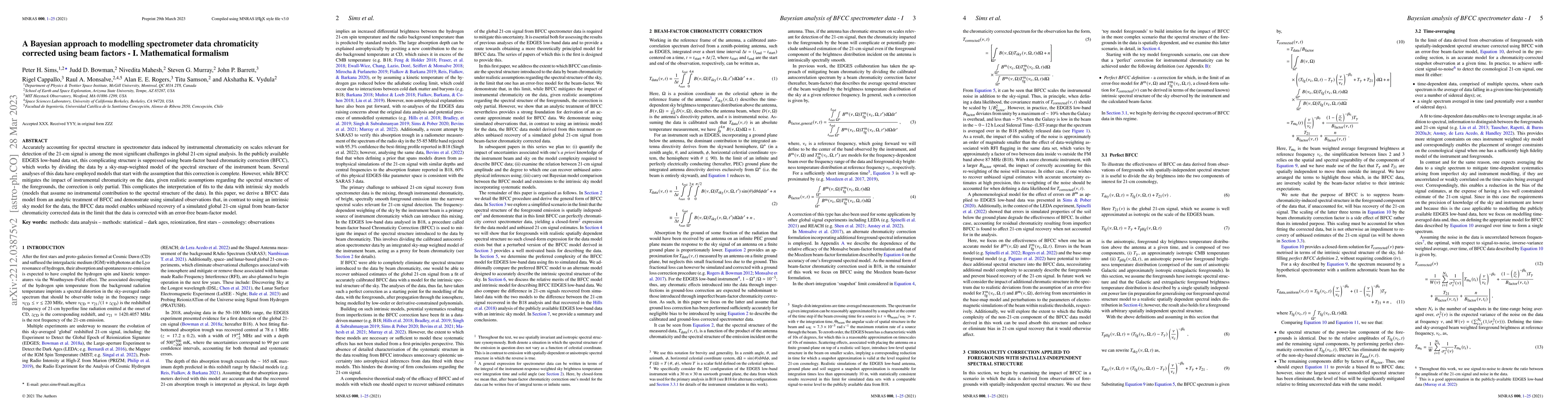 Thumbnail for A Bayesian approach to modelling spectrometer data chromaticity
  corrected using beam factors -- I. Mathematical formalism