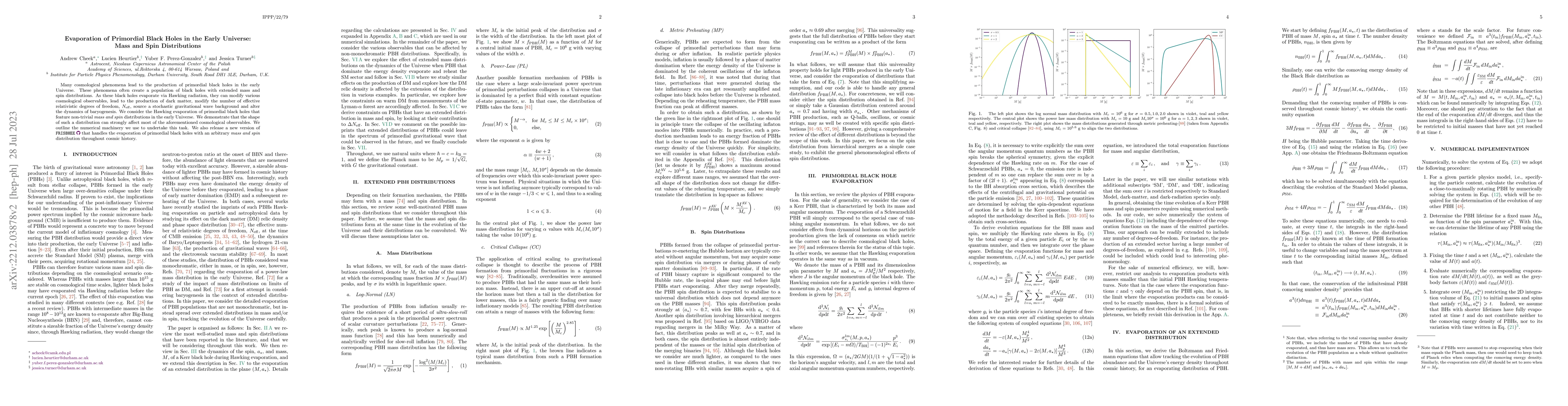 Thumbnail for Evaporation of Primordial Black Holes in the Early Universe: Mass and
  Spin Distributions