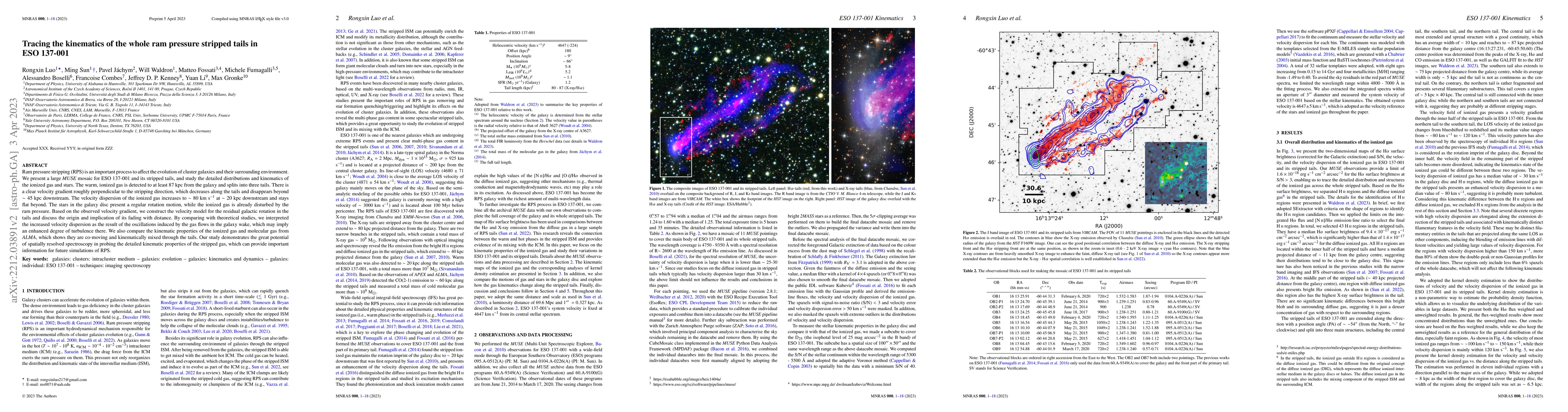 Thumbnail for Tracing the kinematics of the whole ram pressure stripped tails in ESO
  137-001